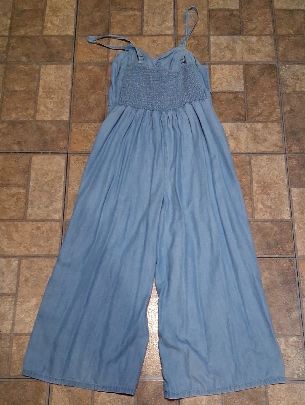 Old Navy Denim-Look Light Blue Wide-Leg Jumpsuit S - Picture 2 of 5